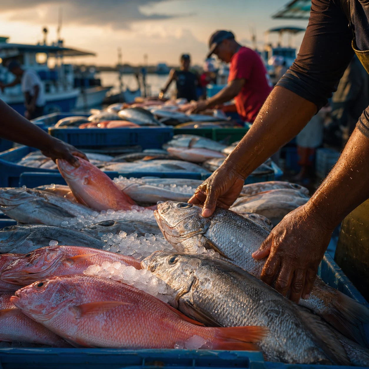 Compra diaria en el mercado de mariscos