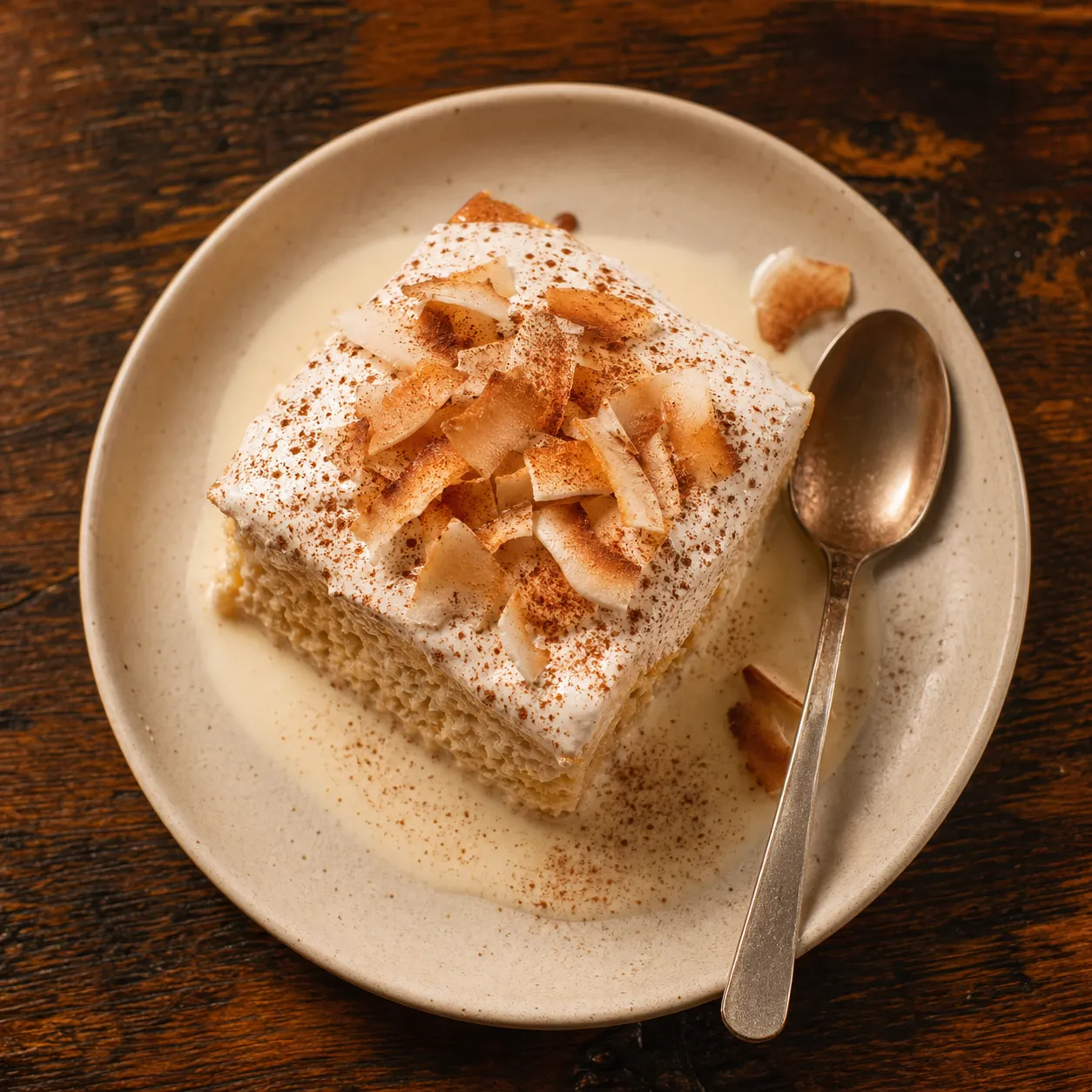 Tres leches de coco emplatado